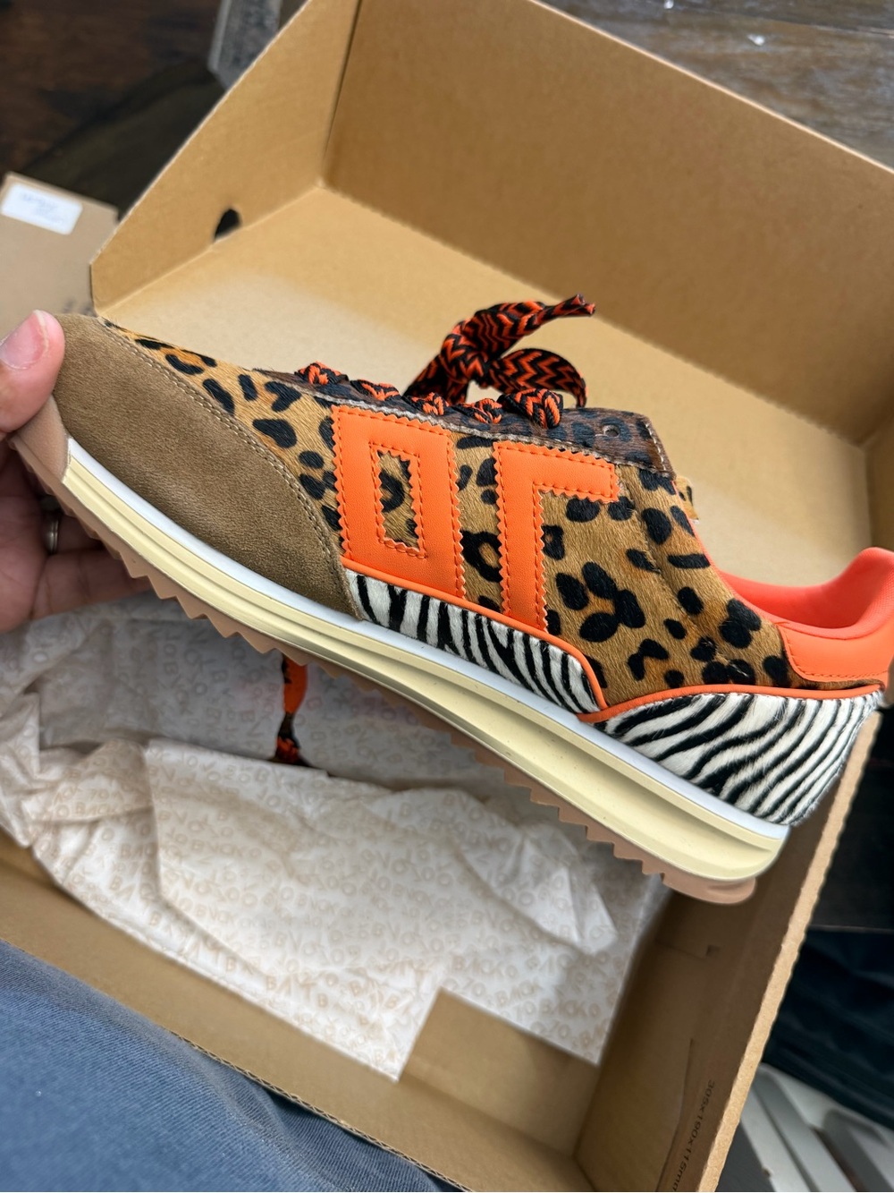 Leopard & Zebra Mixed-Print Women's Sneaker in Orange Accent